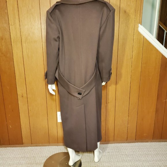 NWT Alorna Vintage Brown Wool Trench Coat Women's Size 16 - Picture 4 of 10